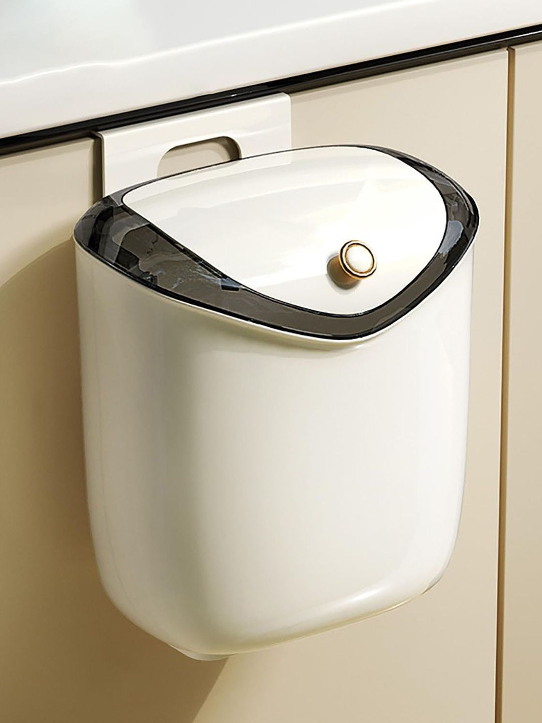 HOUSE OF QUIRK White Slide Open Lid Hanging Dustbin