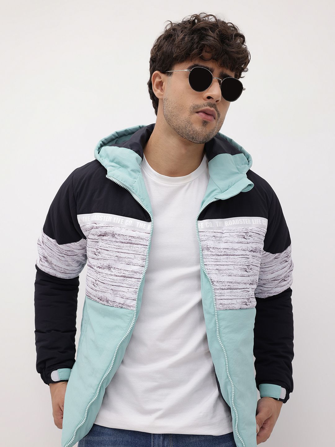 The Roadster Life Co. Colourblocked Hooded Tailored Jacket