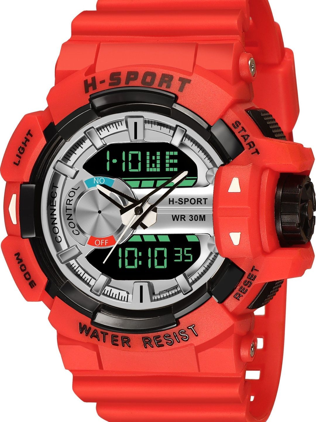 Hala Men Brass Dial & Straps Analogue and Digital Watch Hala-9010-Red Silver
