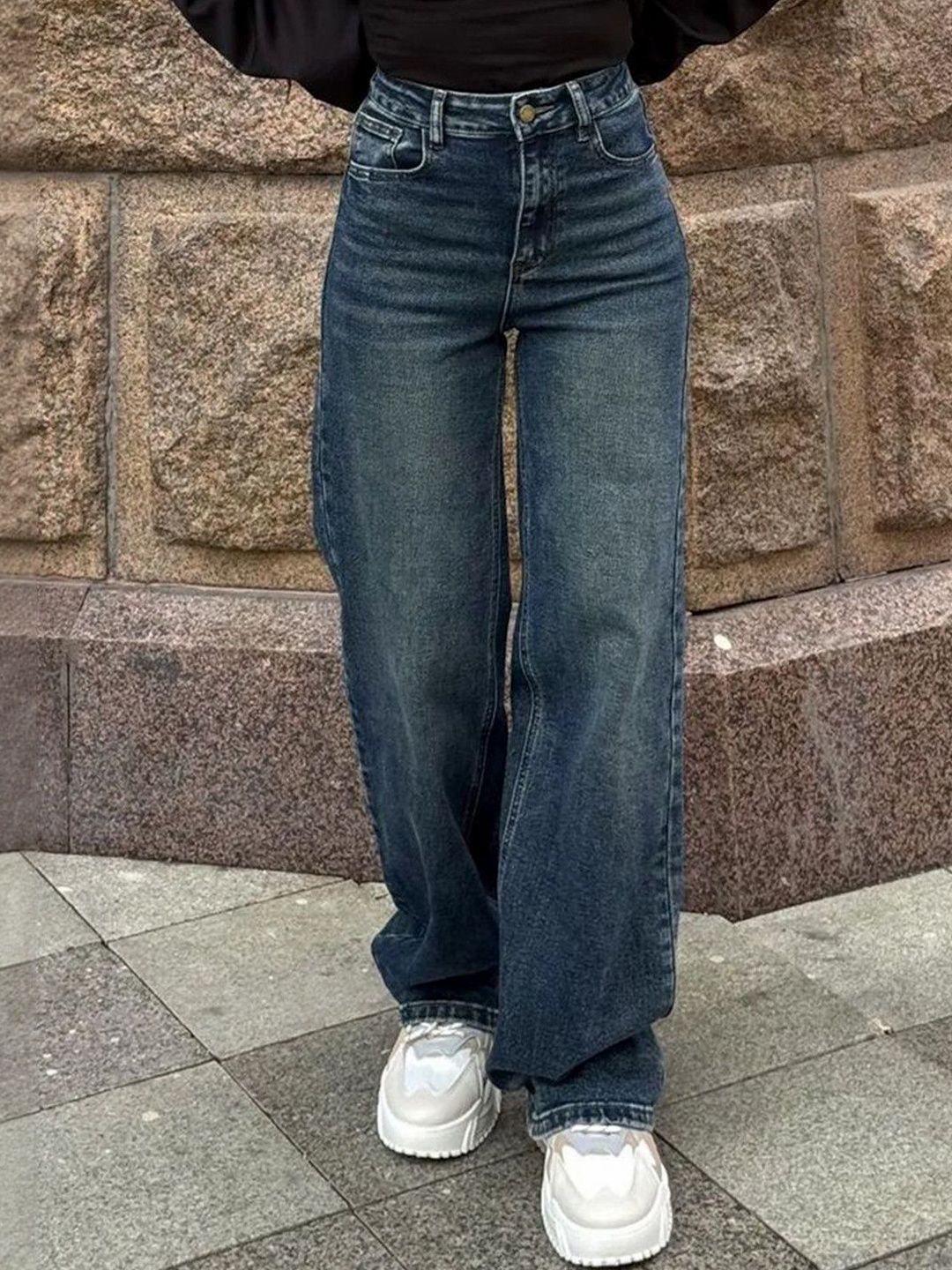 Aadvi Fashion Women Jean Flared High-Rise Light Fade Stretchable Jeans