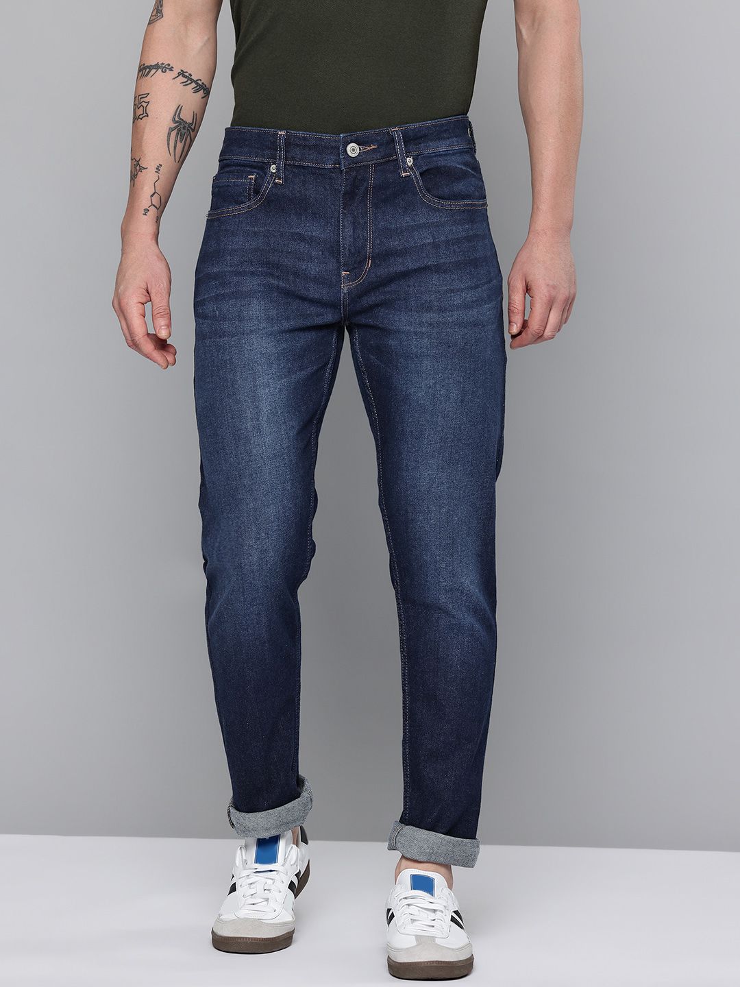 Flying Machine Men Tapered Slim Fit Mid-Rise Light Fade Stretchable Jeans