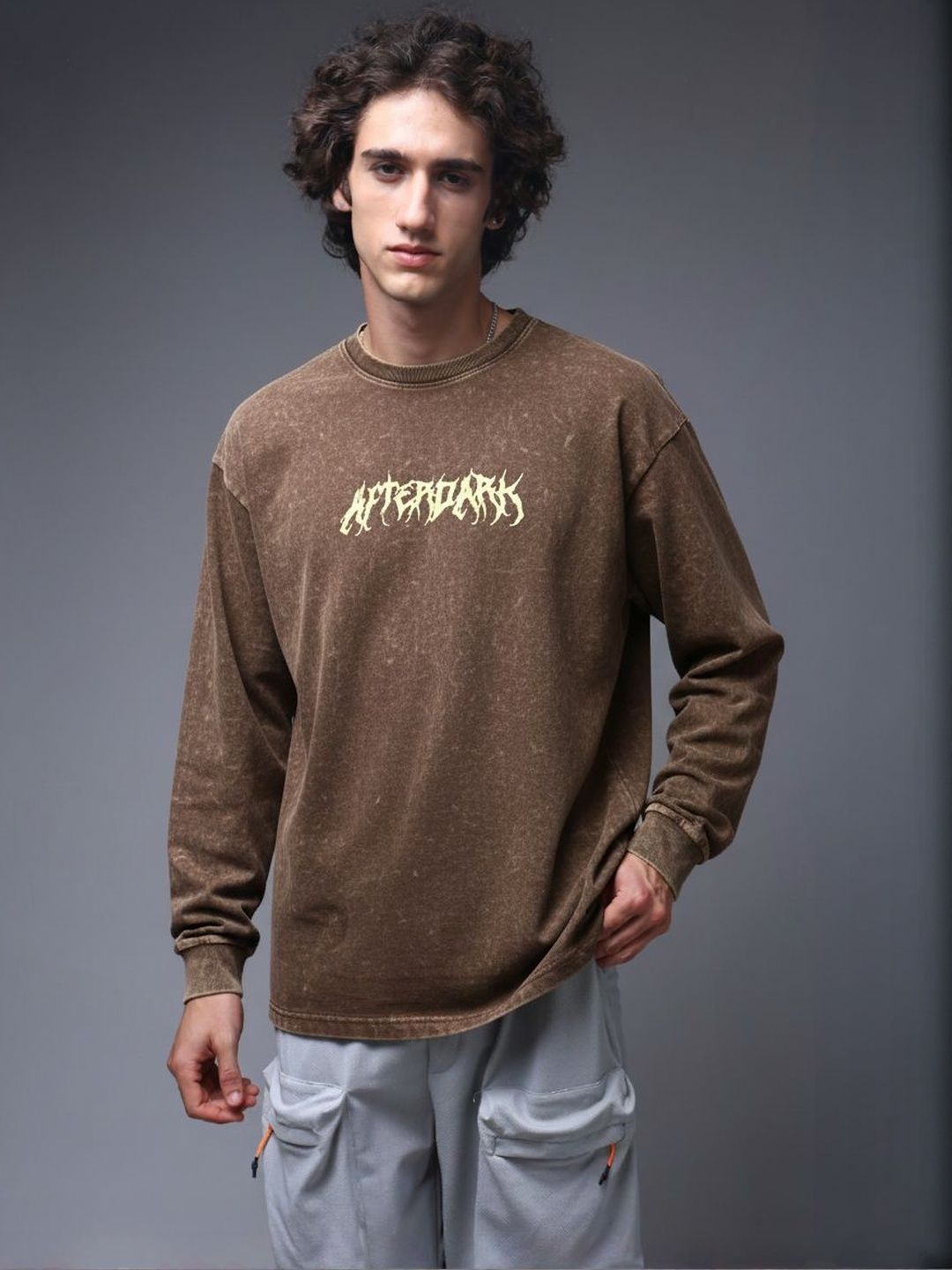 MADSTO Men Typography Printed Round Neck Cotton Oversized T-shirt