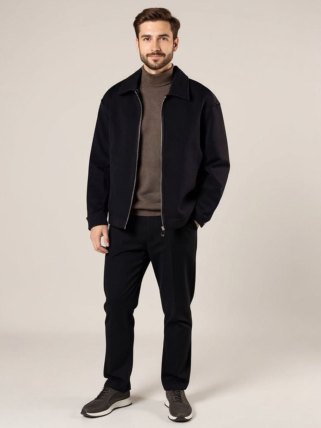 Mast & Harbour Men Spread Collar Solid Bomber Jacket