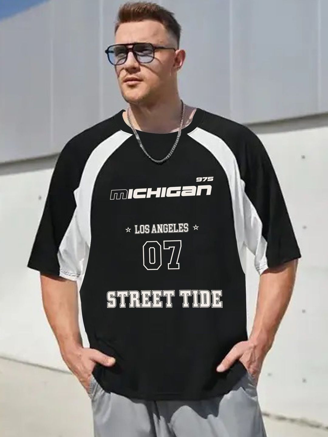 JUMPCUTS Men Typography Printed Round Neck Cotton Oversized T-shirt