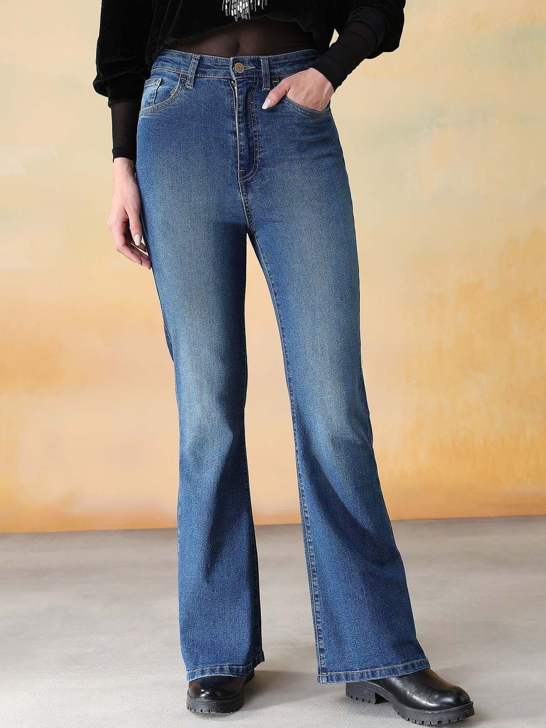 Flying Machine Women Ultra-High Rise Flared Fit Light Fade Stretchable Jeans