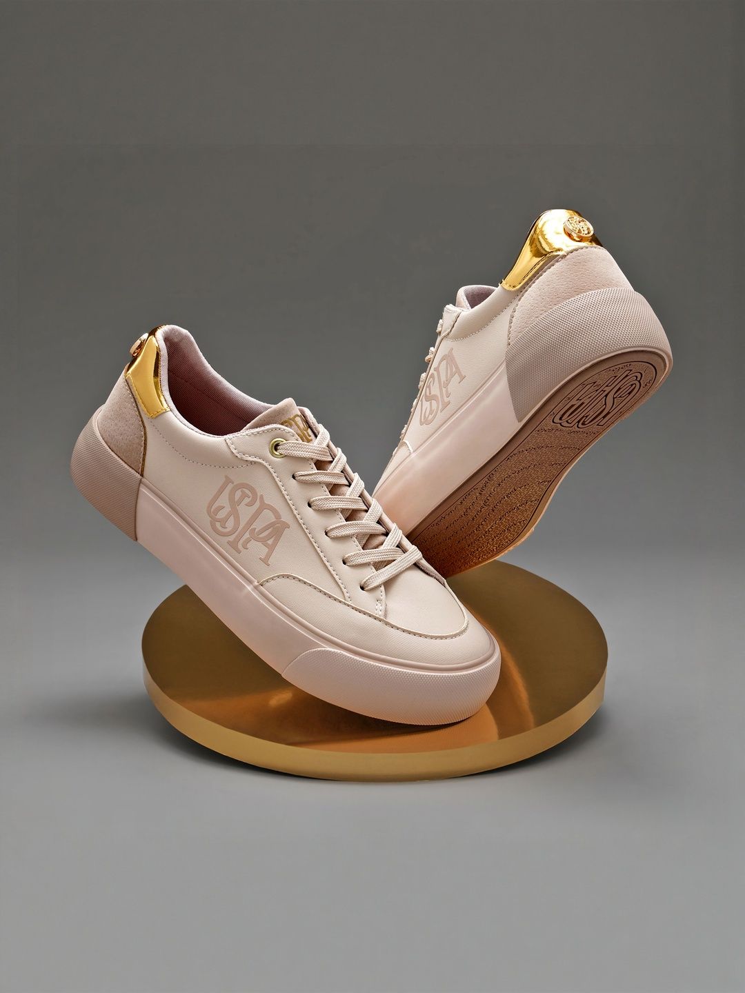 Women PU Sneakers U.S. Polo Assn. Women Lydia 3.0 Nude Chunky Sneaker Shoes
