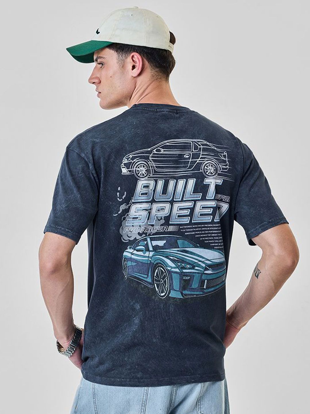 Snitch Men Printed Drop-Shoulder Sleeves T-shirt