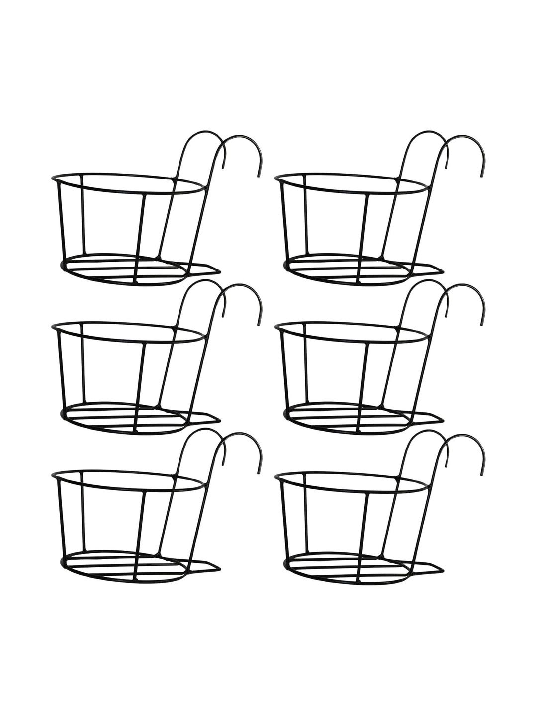 INDUS GLOBAL IMPEX 6 Pieces Black Hanging Bucket Plants Stands Planters