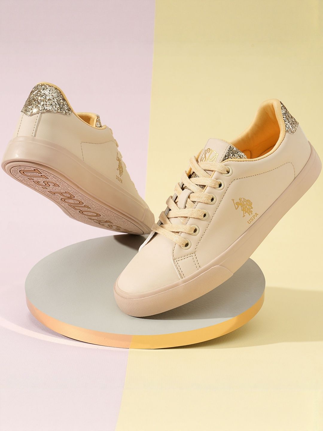 Women PU Sneakers U.S. Polo Assn. Women Beverly 3.0 Nude Sneakers Shoes