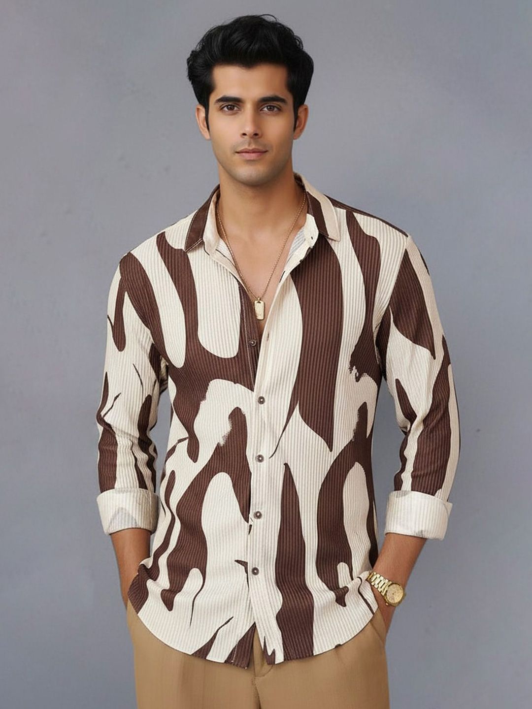 Metronaut Abstract Printed Spread Collar Casual Shirt