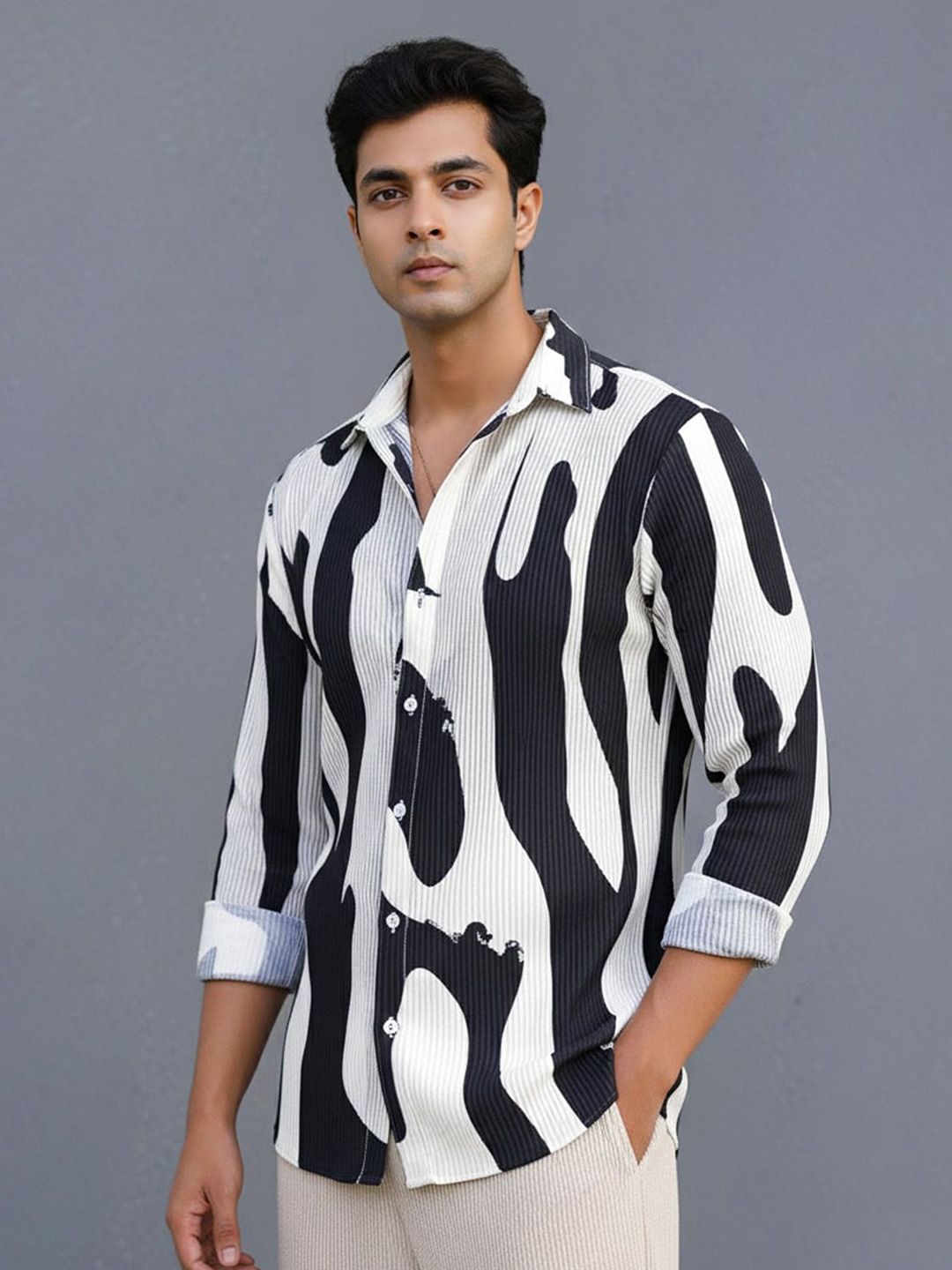 Metronaut Abstract Printed Spread Collar Casual Shirt
