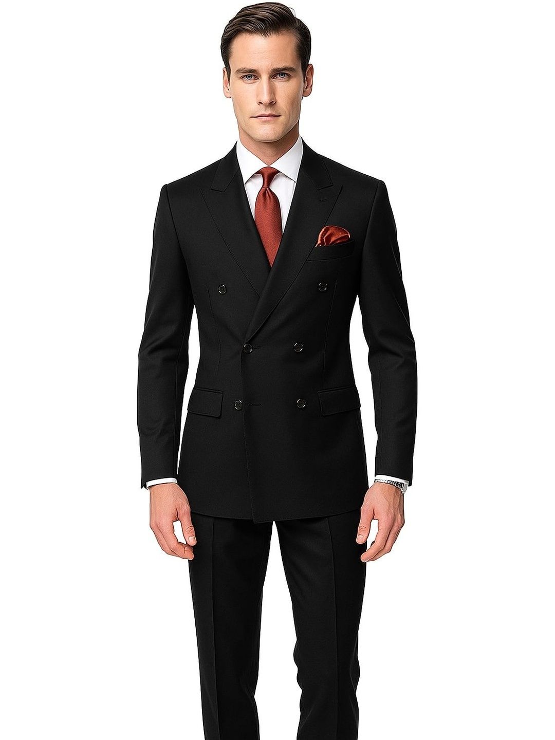 Buy RISANI Men Regular Fit Double-Breasted Notched Collar 2-Piece