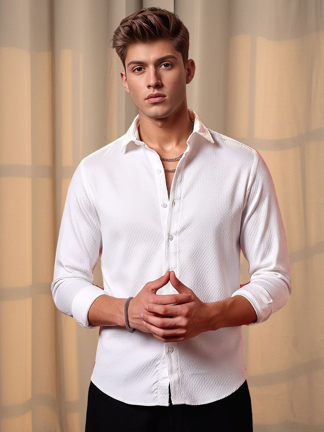 Metronaut Spread Collar Roll-Up Sleeves Regular Fit Shirt