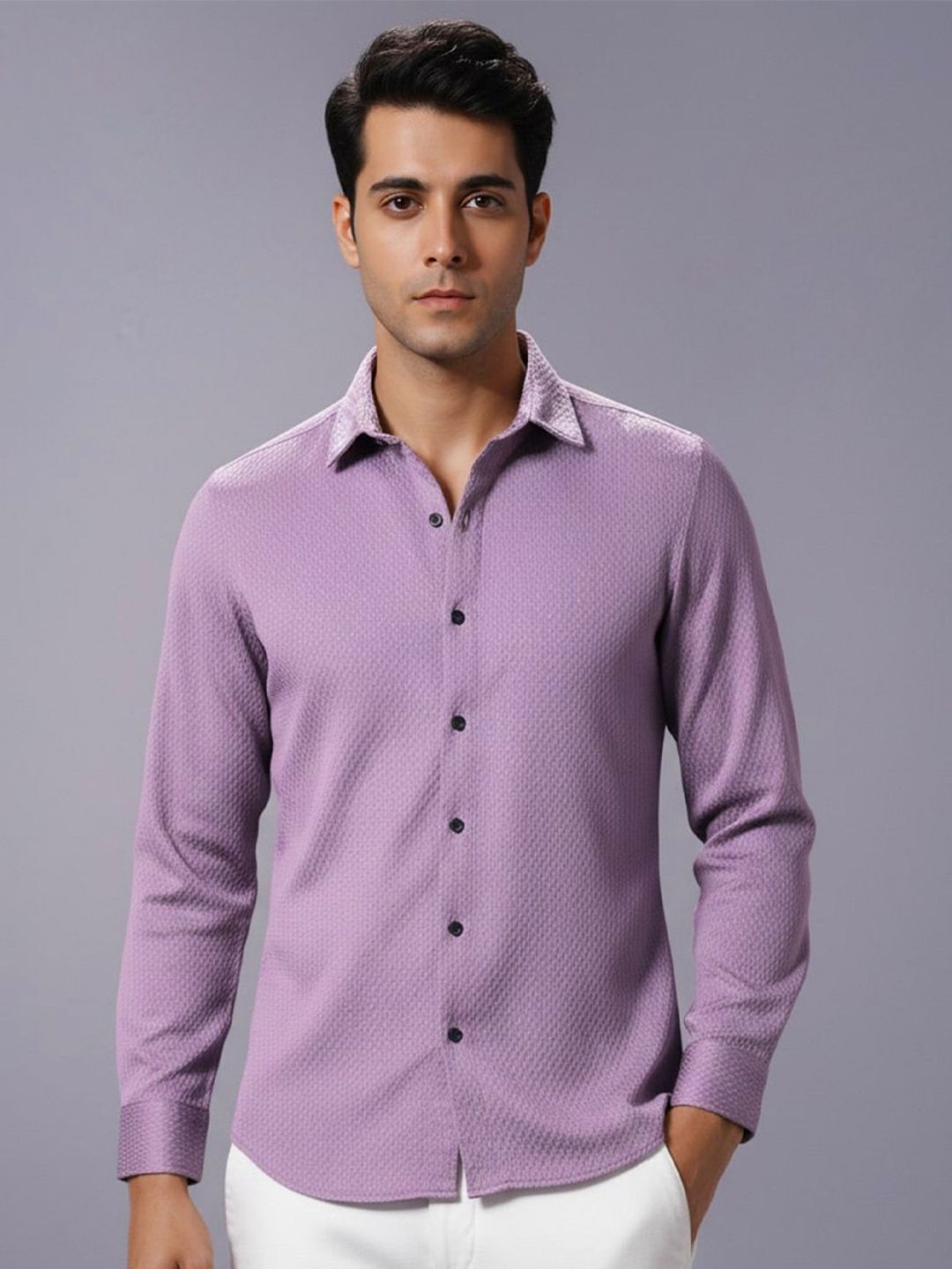 Metronaut Textured Spread Collar Casual Shirt