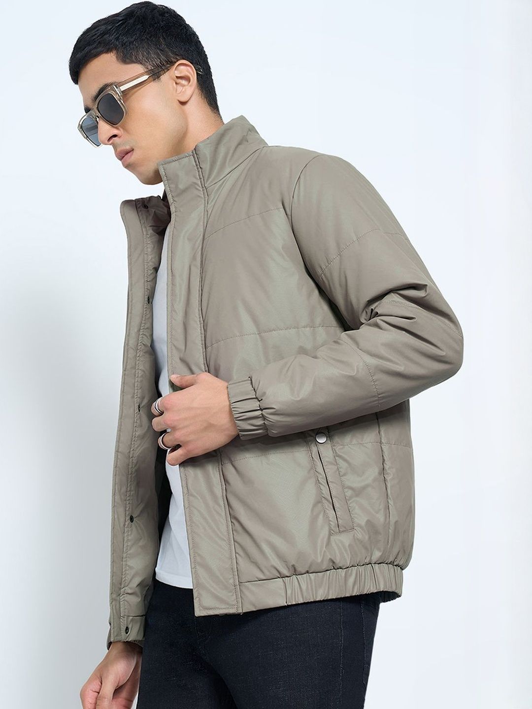 SF JEANS by Pantaloons Men Stand Collar Solid Padded Jacket