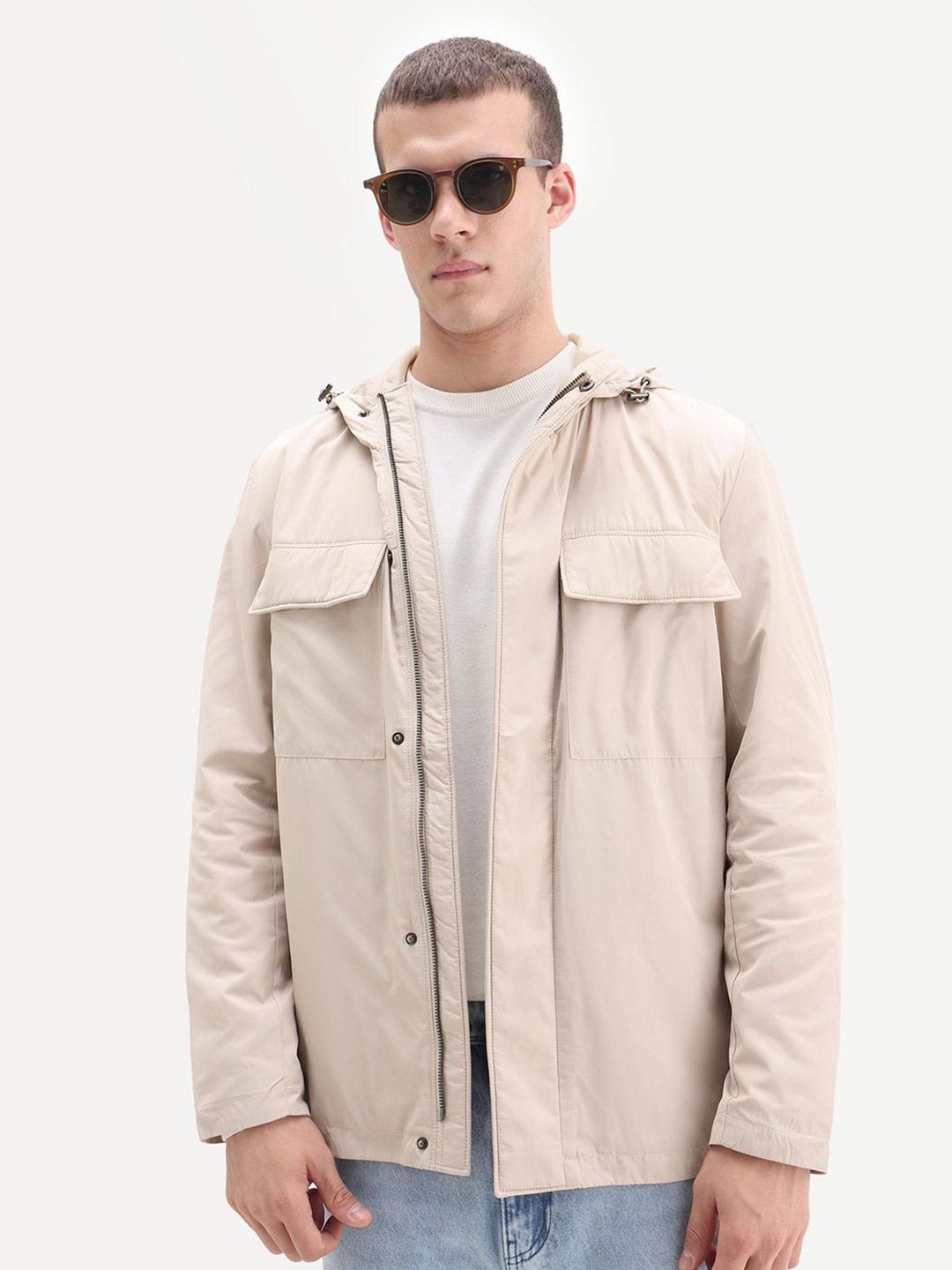 RARE RABBIT Men Hooded Solid Tailored Jacket