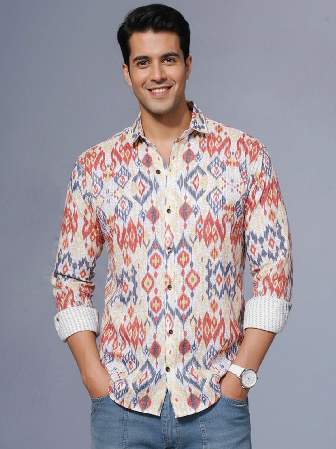 Metronaut Ethnic Motifs Printed Spread Collar Casual Shirt