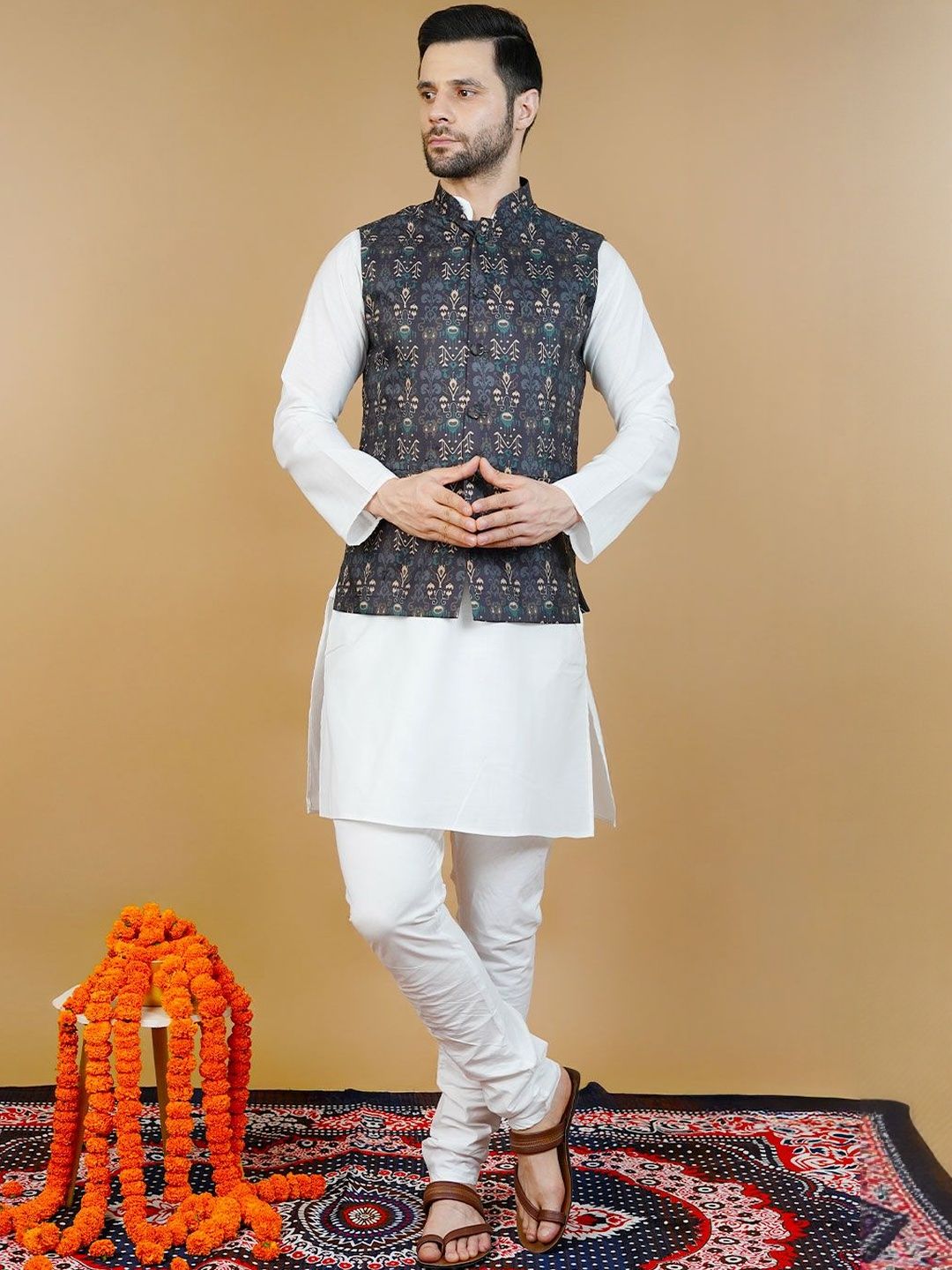 Wintage Printed Sleeveless Nehru Jackets