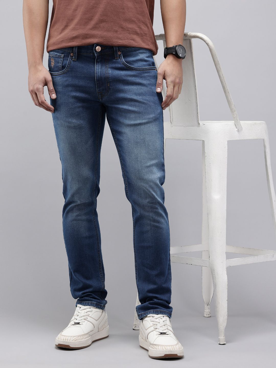U.S. Polo Assn. Denim Co. Men Brandon Slim Tapered Fit Light Fade Stretchable Jeans