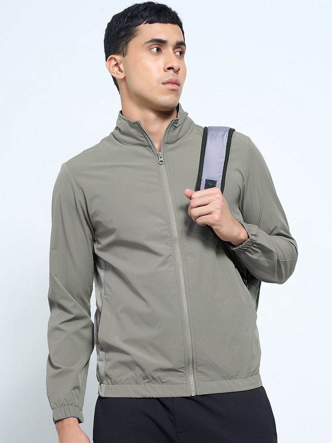 Ajile by Pantaloons Men Mock Collar Solid Sporty Jacket