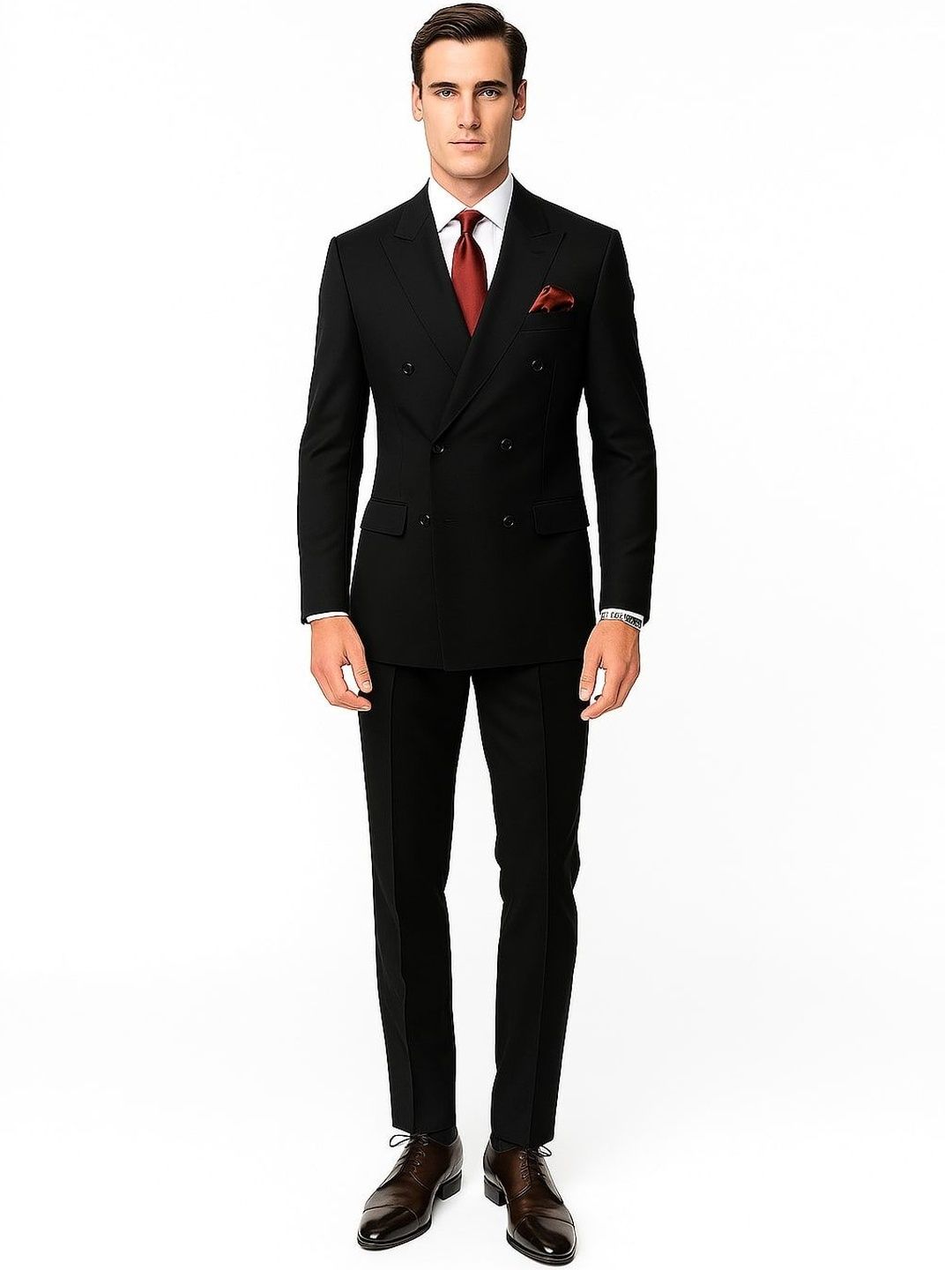 RISANI Men Regular Fit Double-Breasted Notched Collar 2-Piece Suit