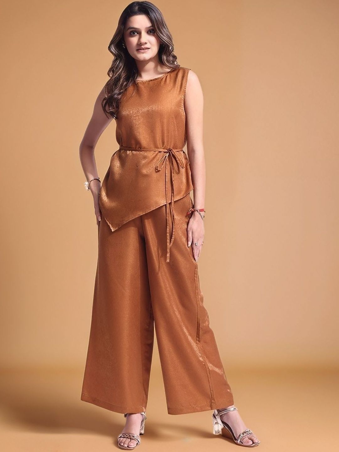 all about you Sleeveless Asymmetric Top With Loose Fit Trouser Co-Ords
