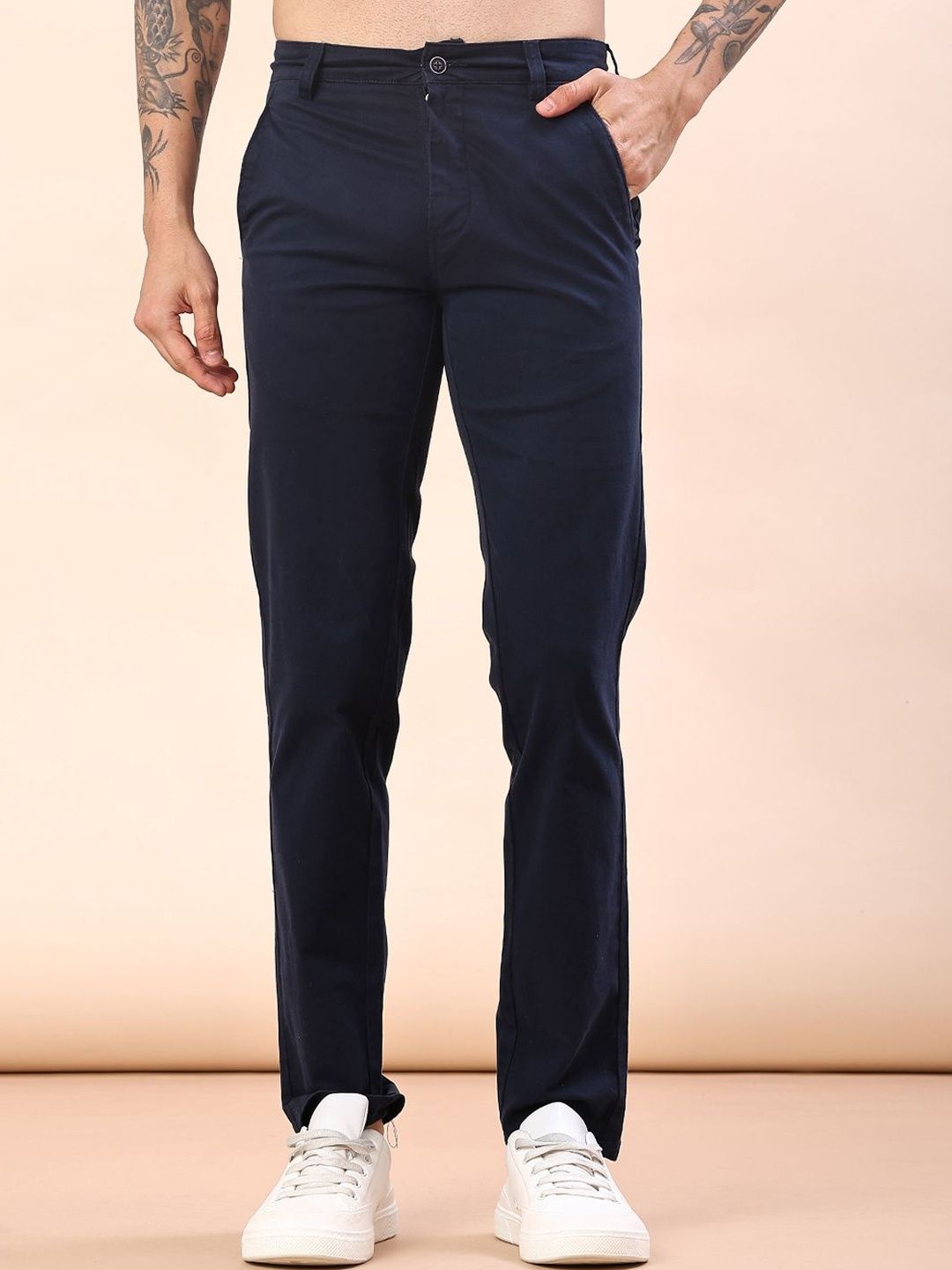 V-Mart Men Slim Fit Mid-Rise Cotton Trousers