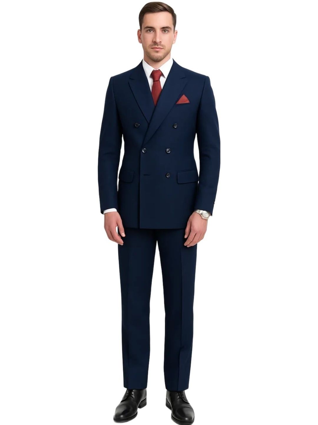 RISANI Men 2-Piece Double-Breasted Notched Collar Suit