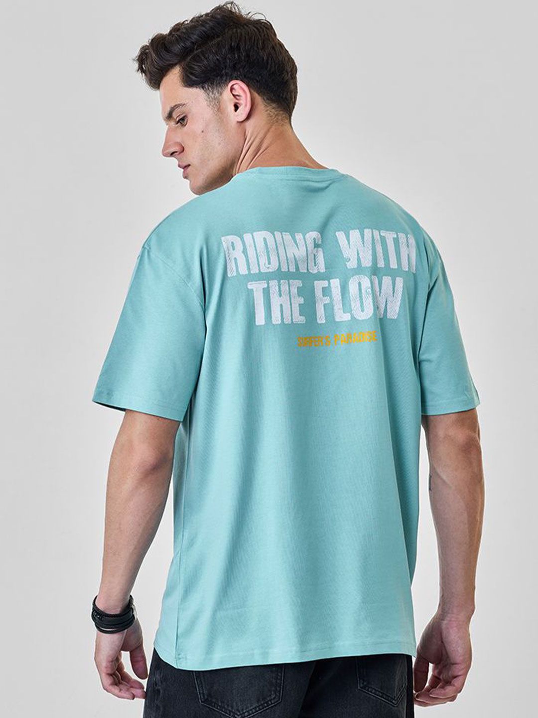 Snitch Men Printed Drop-Shoulder Sleeves T-shirt