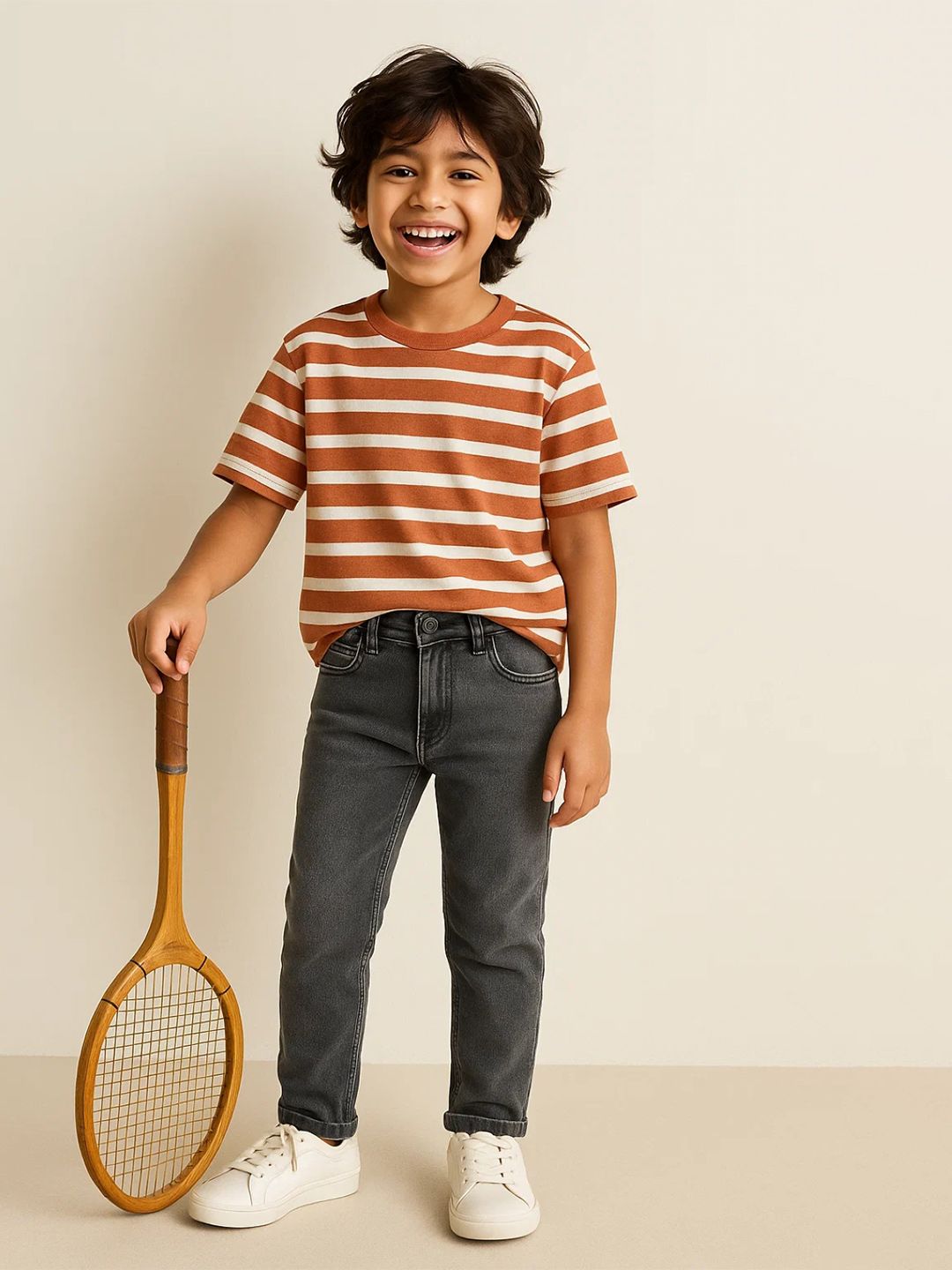 TALES & STORIES Boys Charcoal Grey Mid-Rise Slim Fit Clean Look Stretchable Denim Jeans