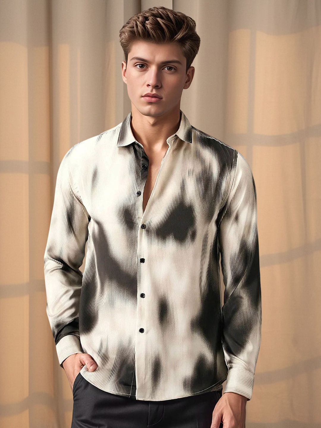Metronaut Abstract Printed Spread Collar Casual Shirt