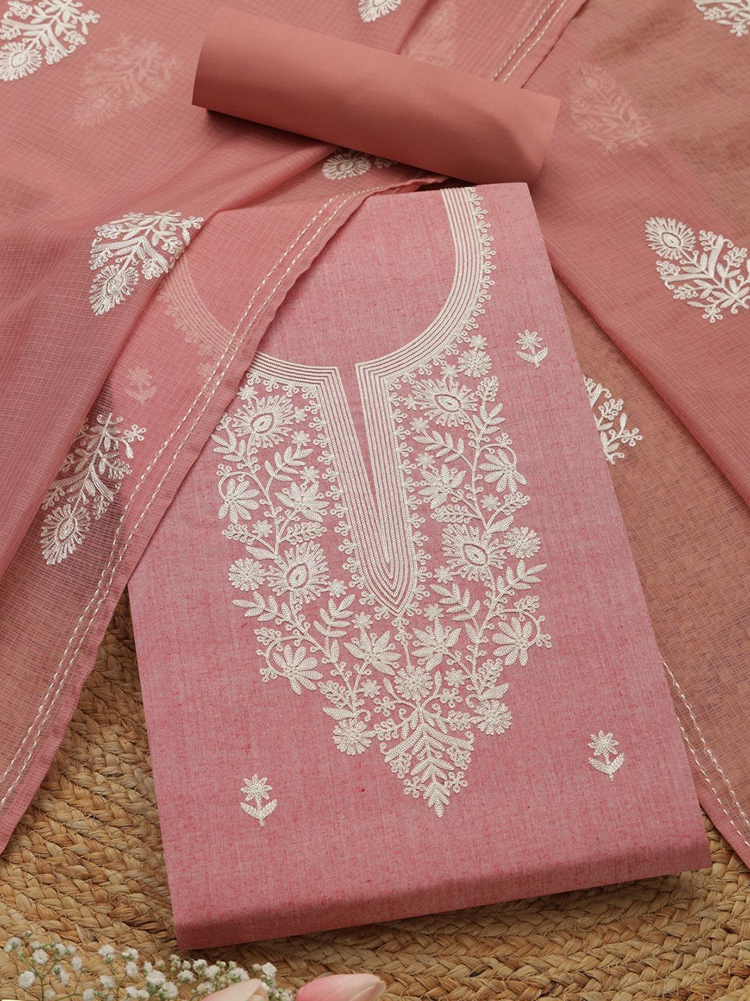 Soch Floral Embroidered Thread Work Unstitched Dress Material