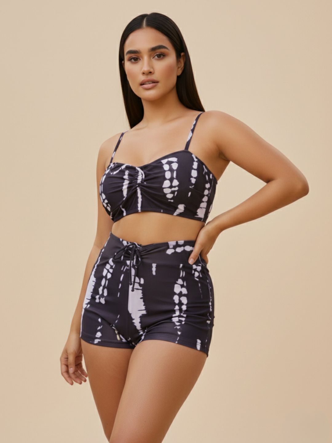WomanLikeU Printed Sleeveless Top & Shorts Swim set