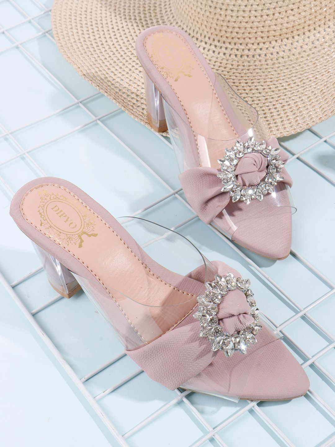 DIPYO Embellished Party Block Sandals