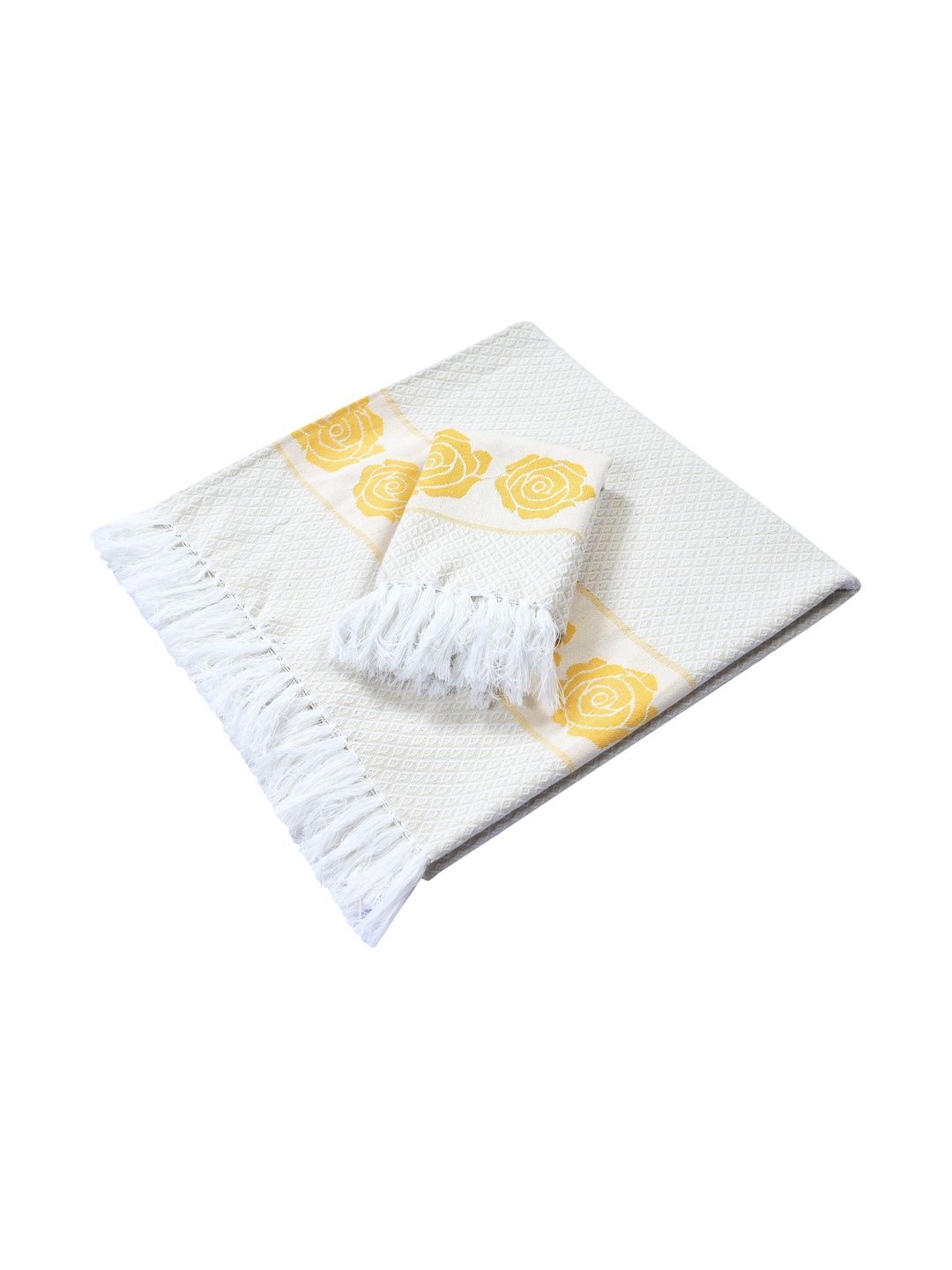 Saral Home Printed Cotton 400 GSM Quick Dry 2Pcs Soft Bath & Hand Towel Set- 59
