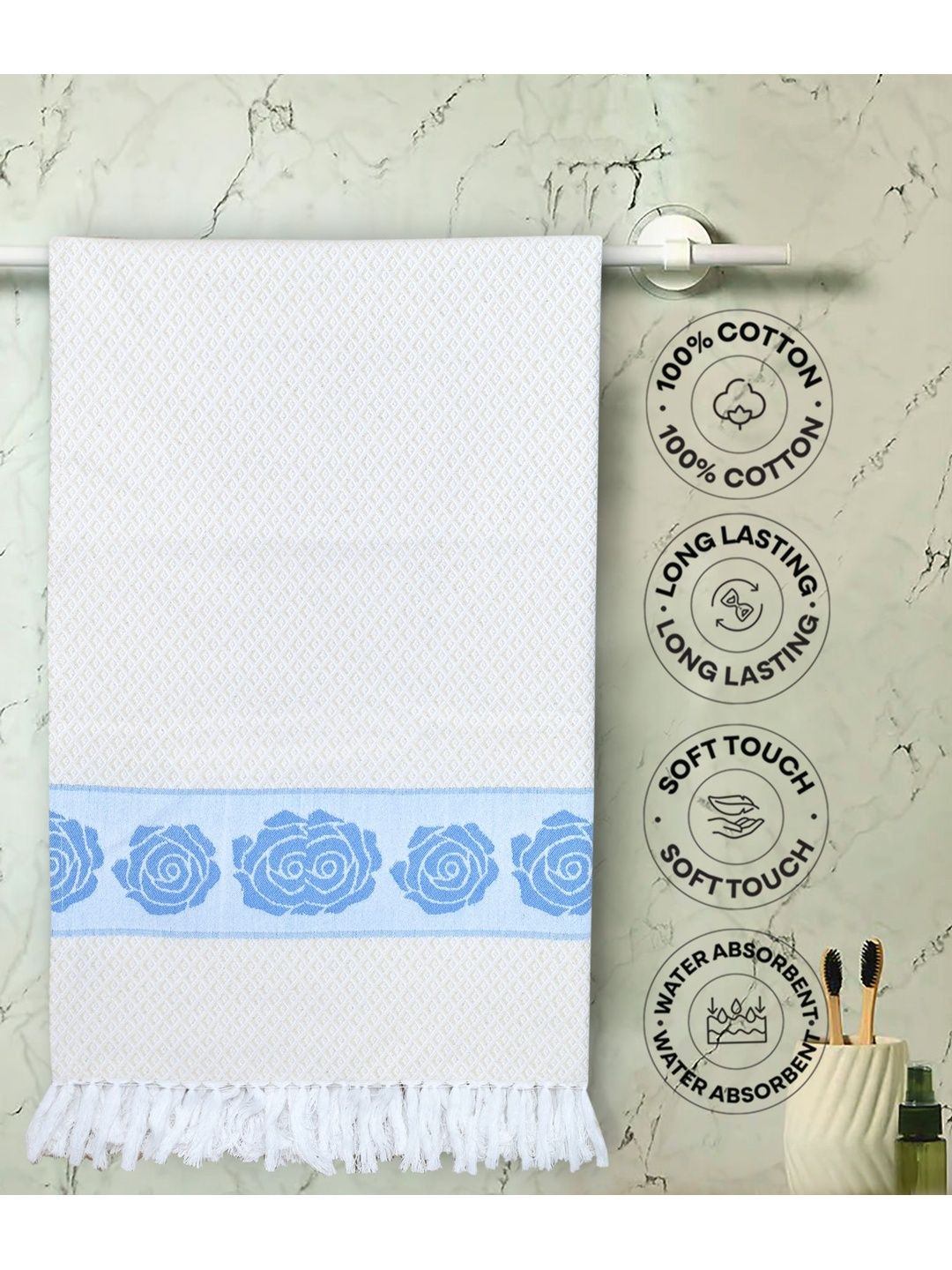 Saral Home Printed Cotton 400 GSM Quick Dry 2Pcs Soft Bath & Hand Towel Set- 59