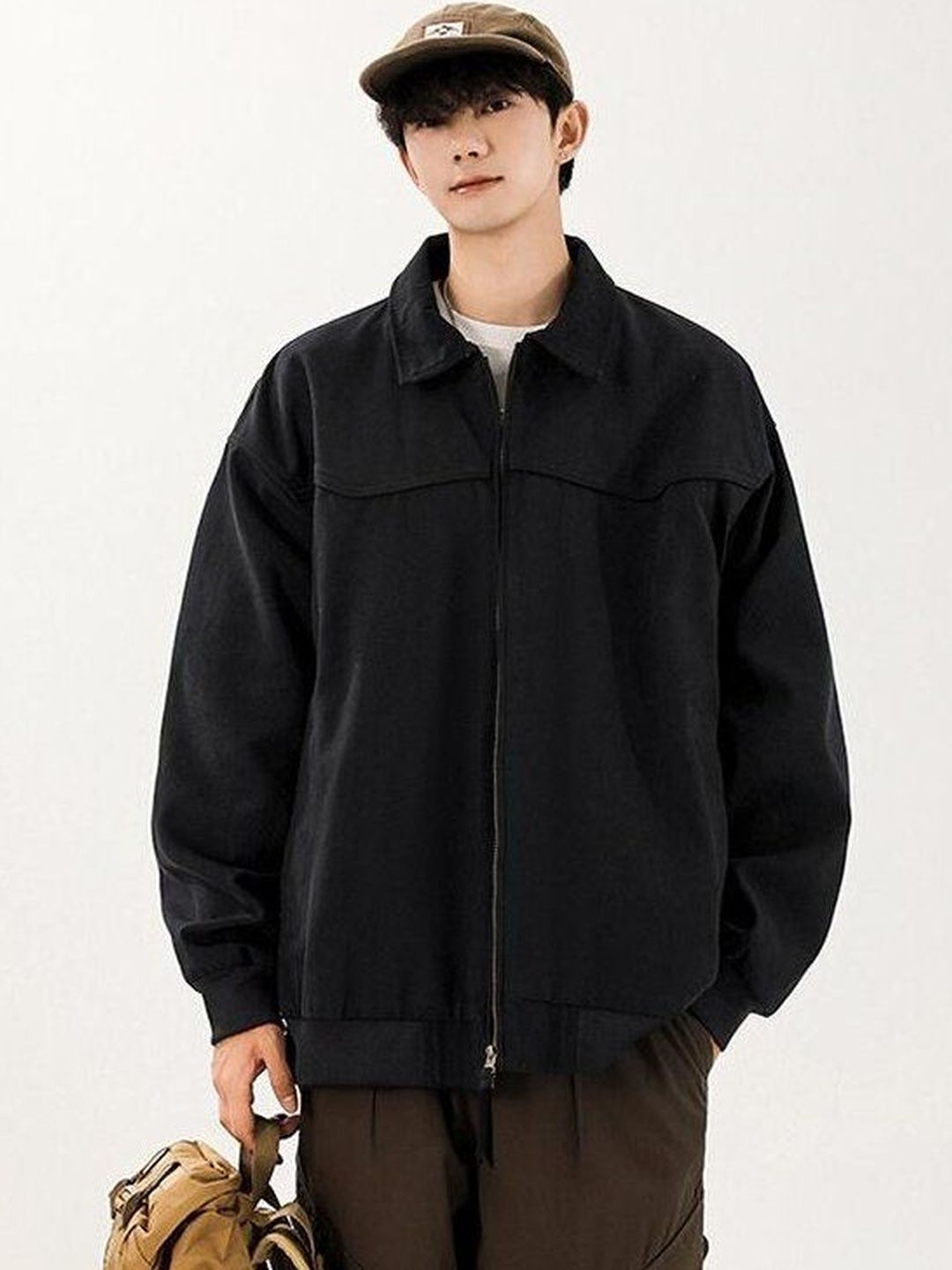 Mast & Harbour Men Spread Collar Solid Bomber Jacket