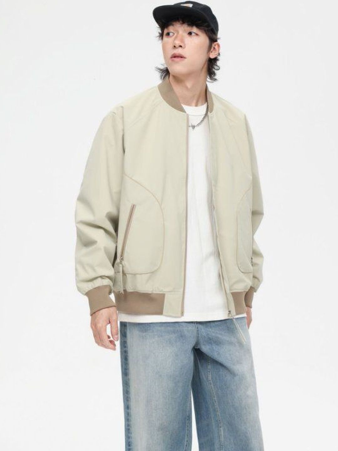 Mast & Harbour Men Stand Collar Solid Bomber Jacket