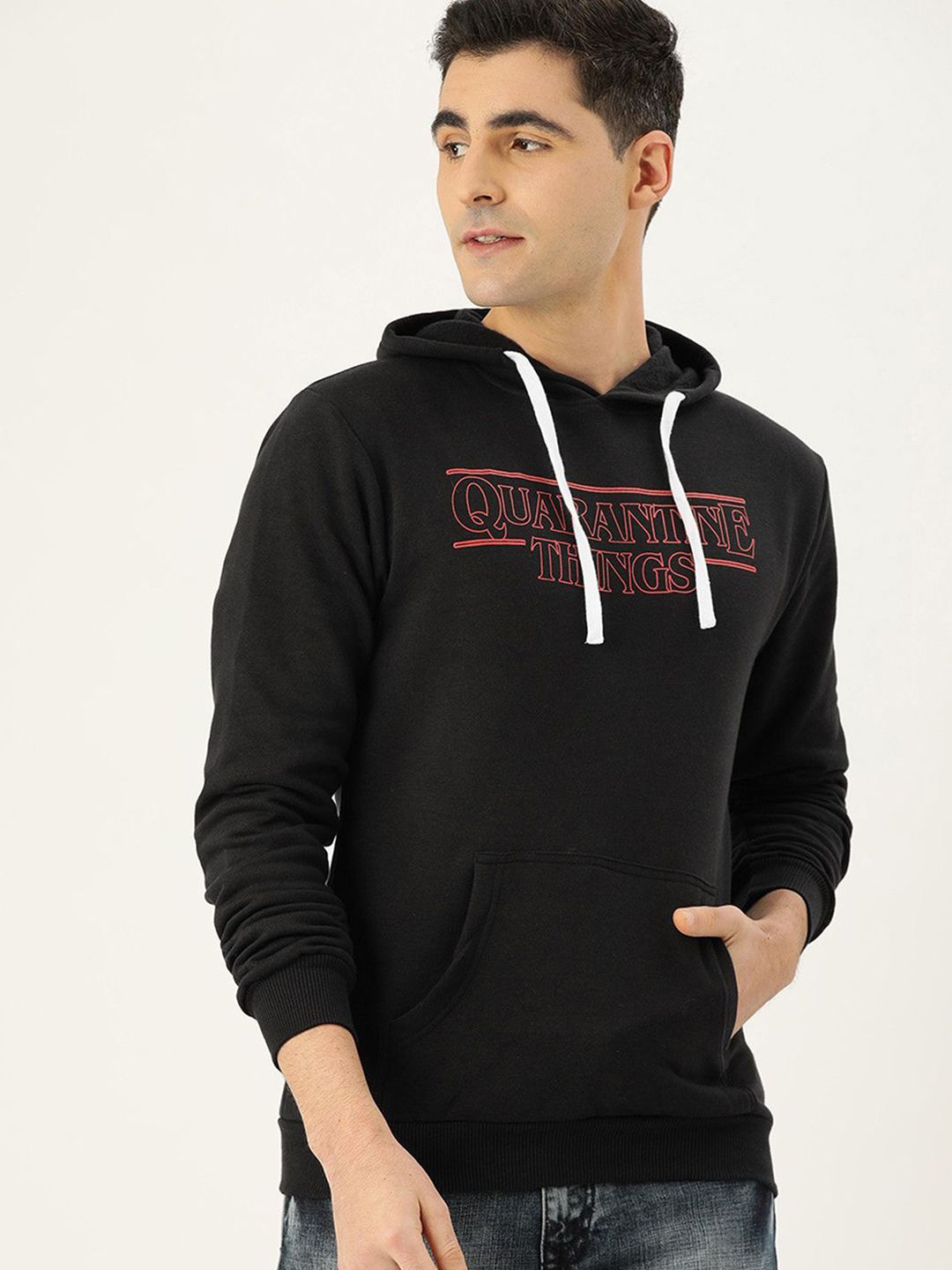 CAHOOT Typography Printed Hooded Cotton Pullover Sweatshirt