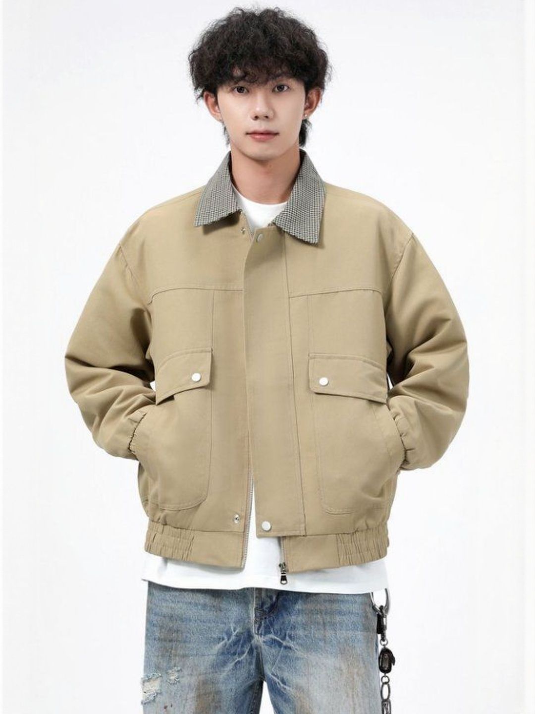 Mast & Harbour Men Spread Collar Solid Bomber Jacket