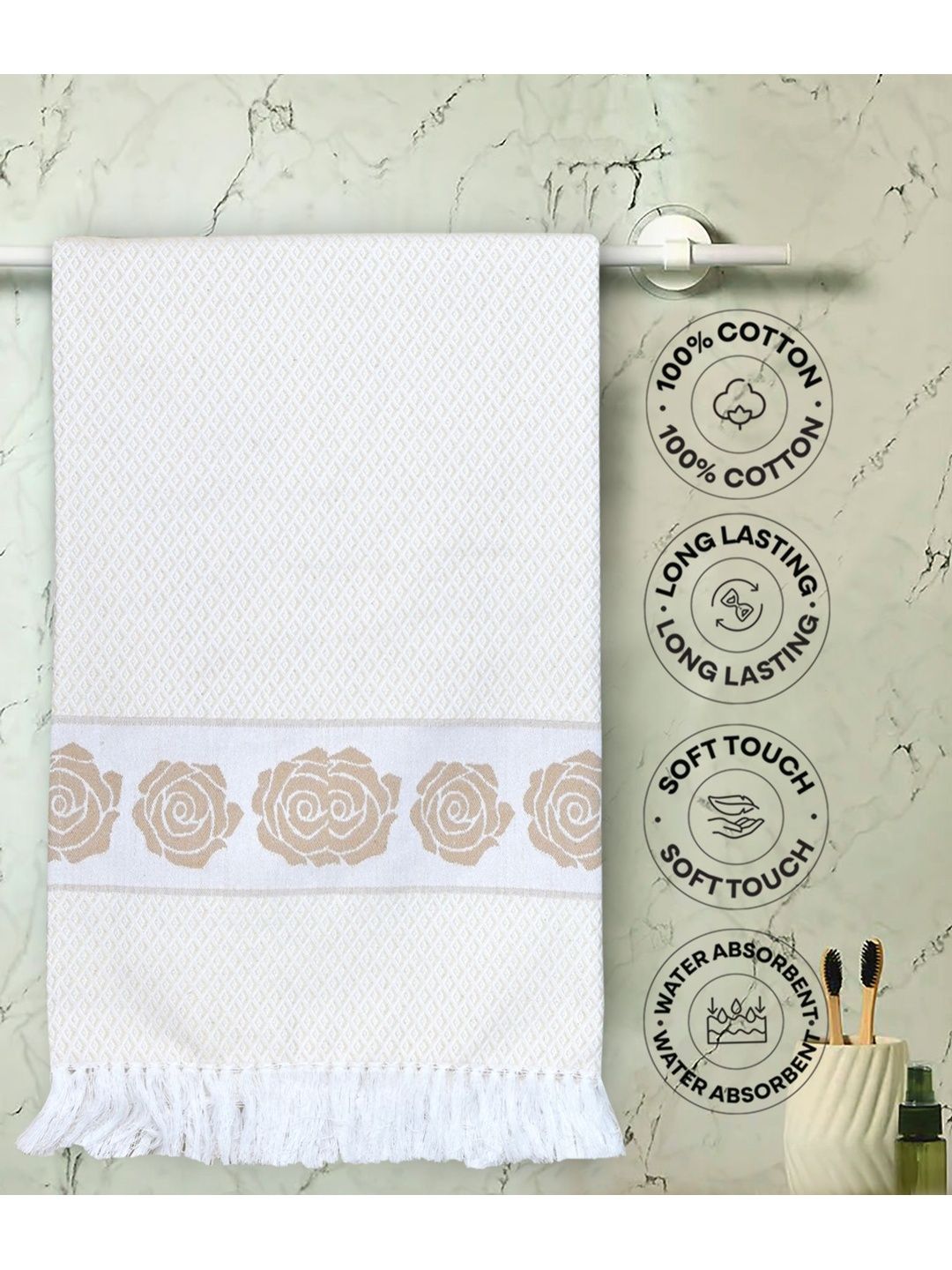 Saral Home Printed Set of 2 400 GSM Quick Dry Cotton Bath & Hand Towel Set- 59