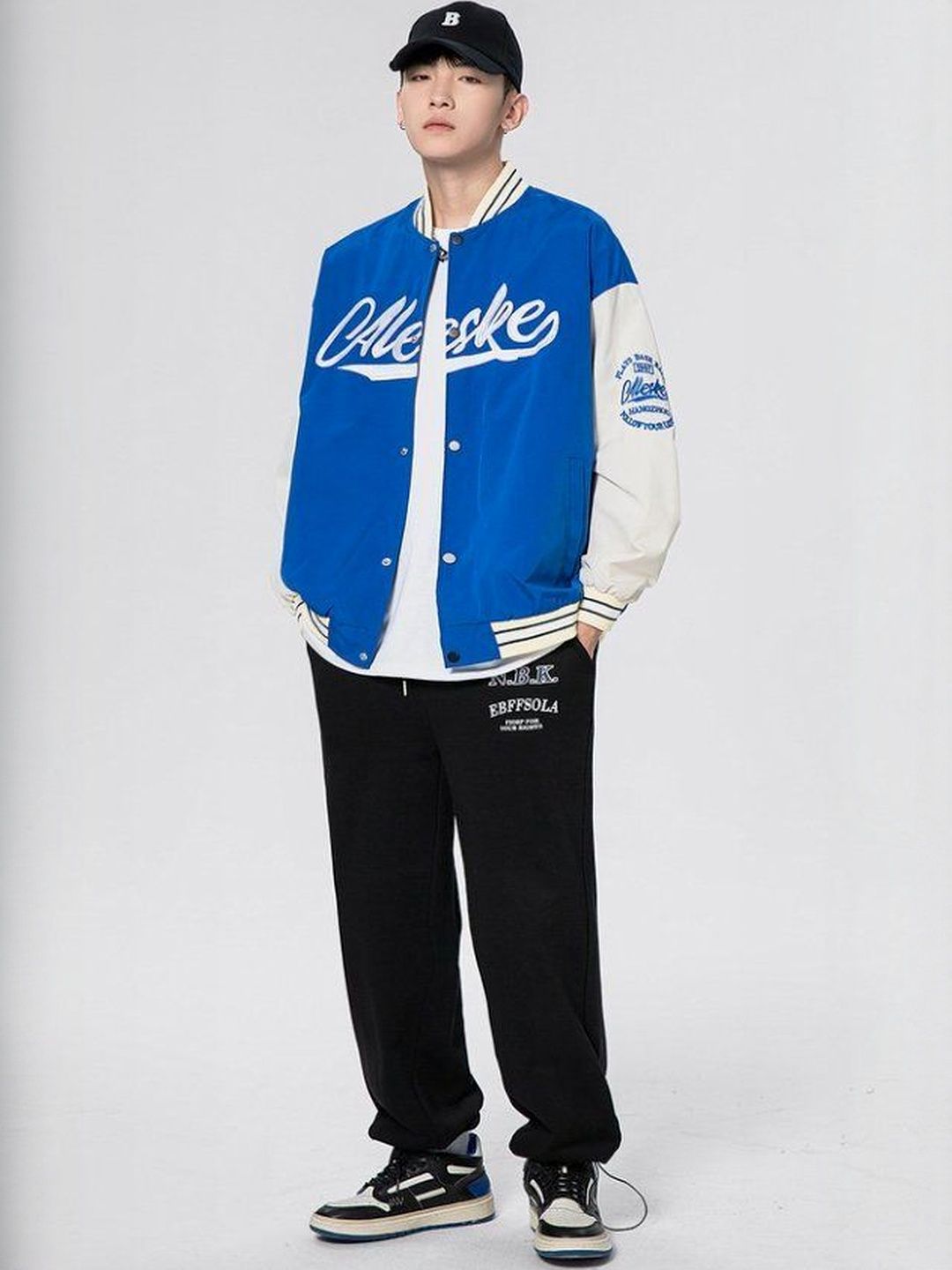 HERE&NOW Men Stand Collar Typography Printed Bomber Jacket