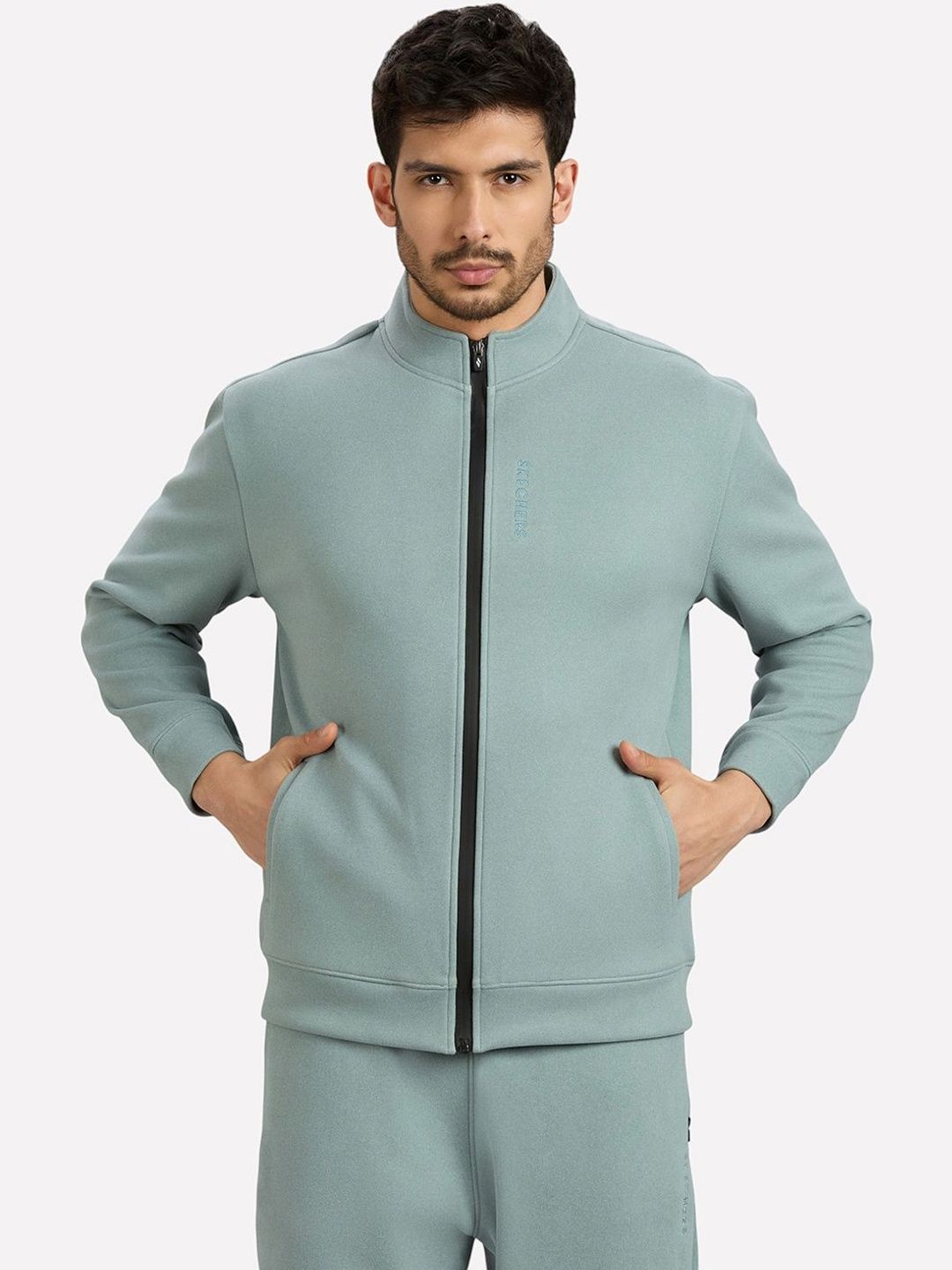Skechers Men Mock Collar Neck Sporty Jacket