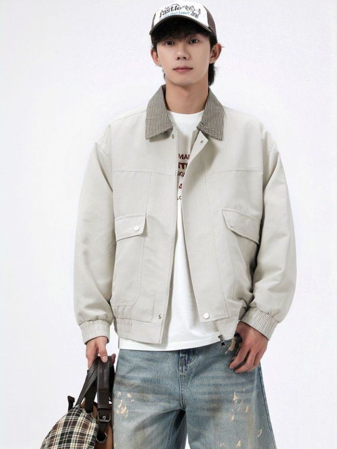 Mast & Harbour Men Spread Collar Solid Bomber Jacket