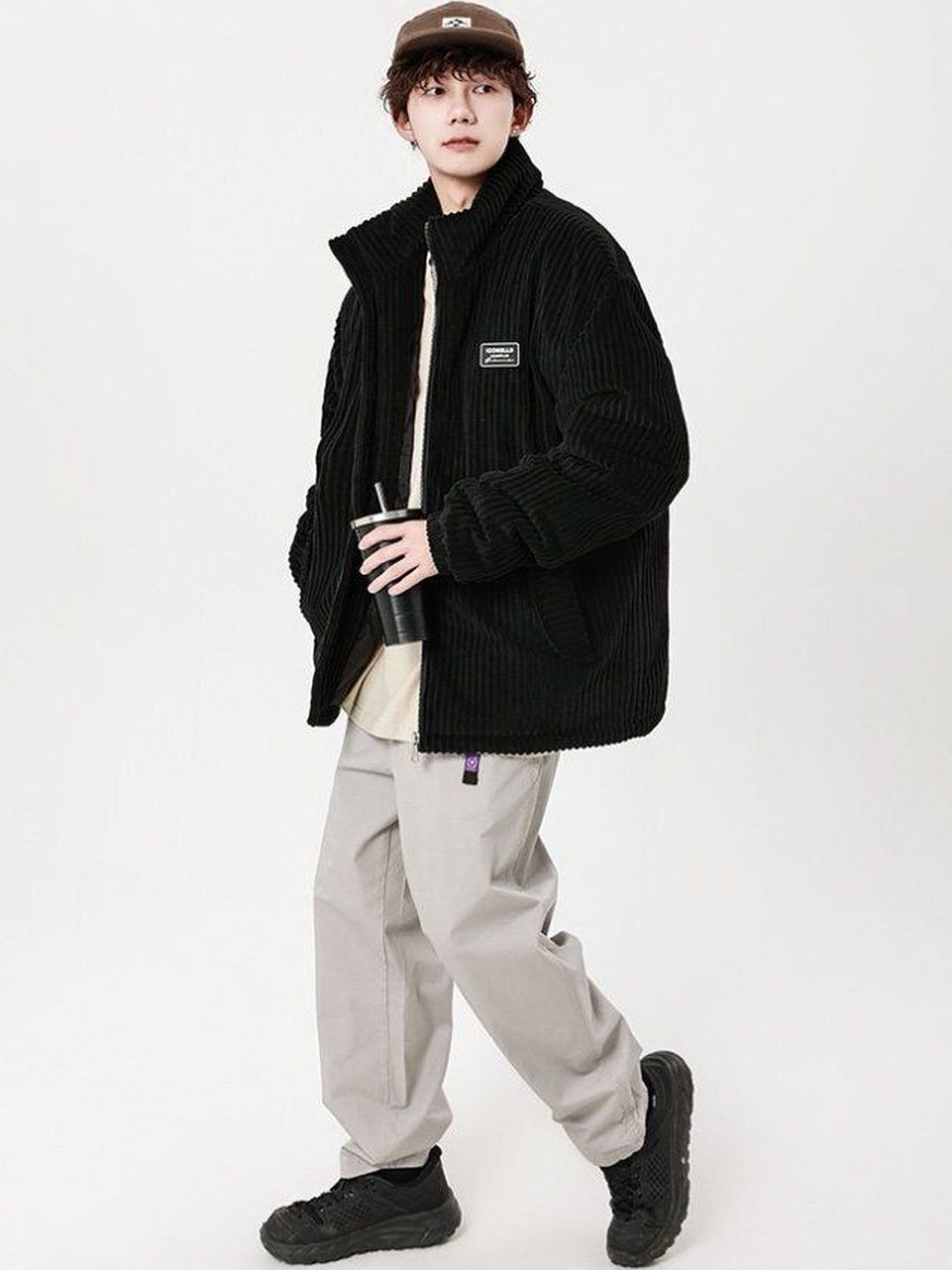 HERE&NOW Men Mock Collar Self Design Puffer Jacket