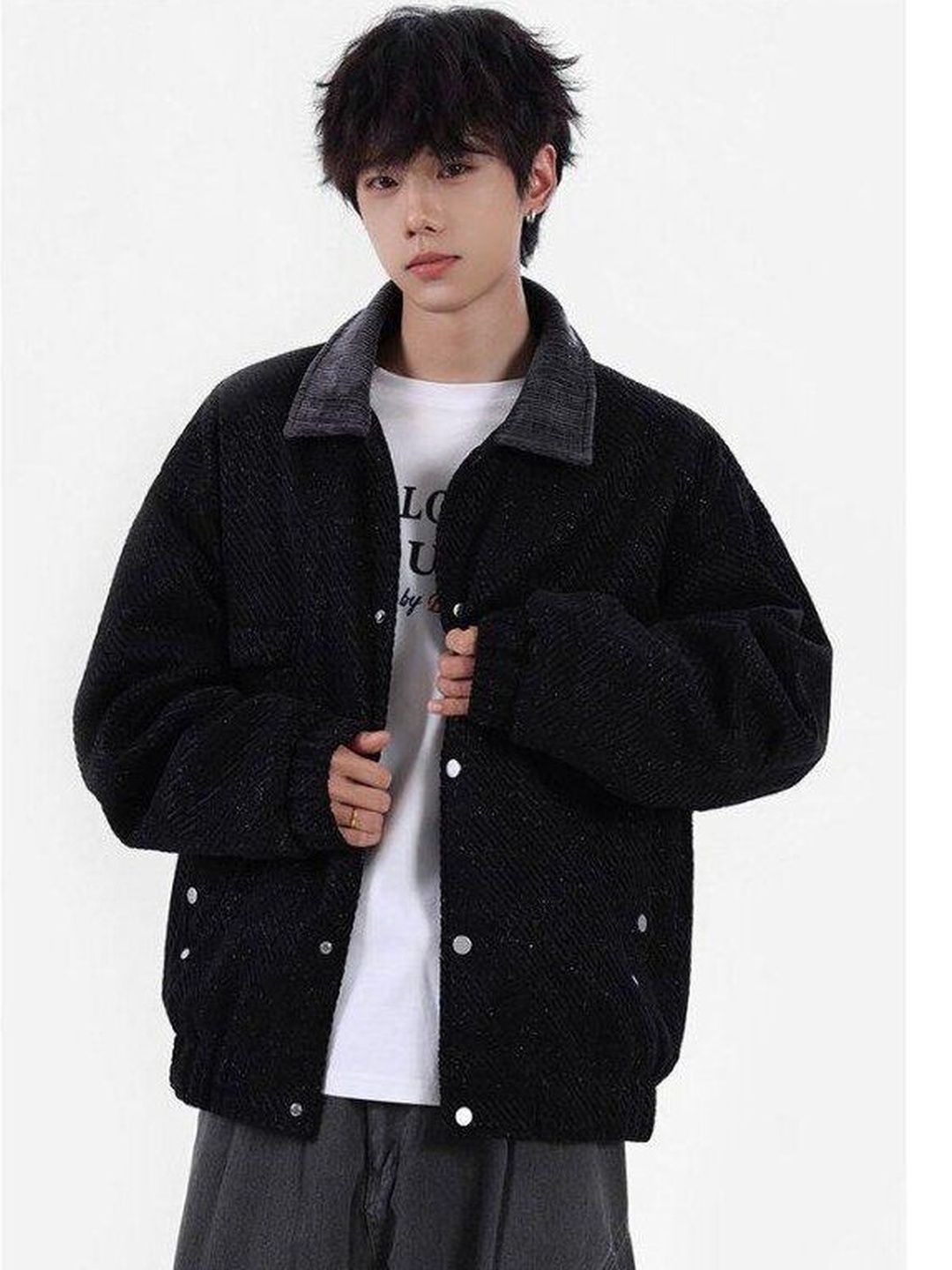 Mast & Harbour Men Lapel Collar Self Design Bomber Jacket