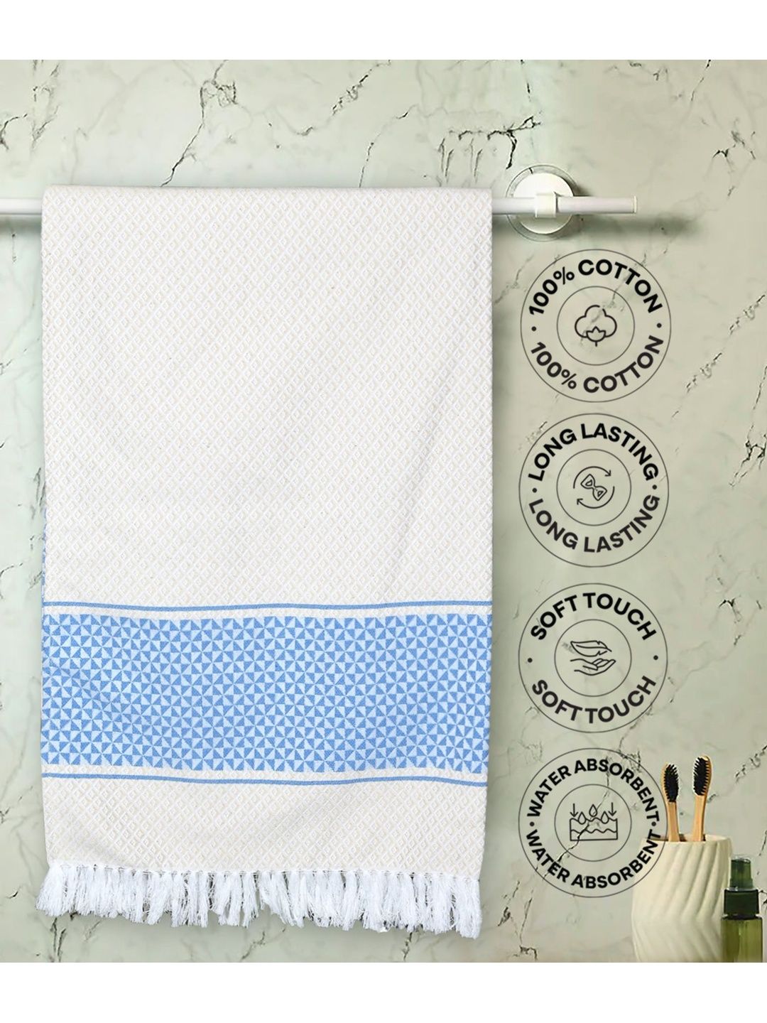 Saral Home Blue 2 Pieces Cotton 400 GSM Towel Set