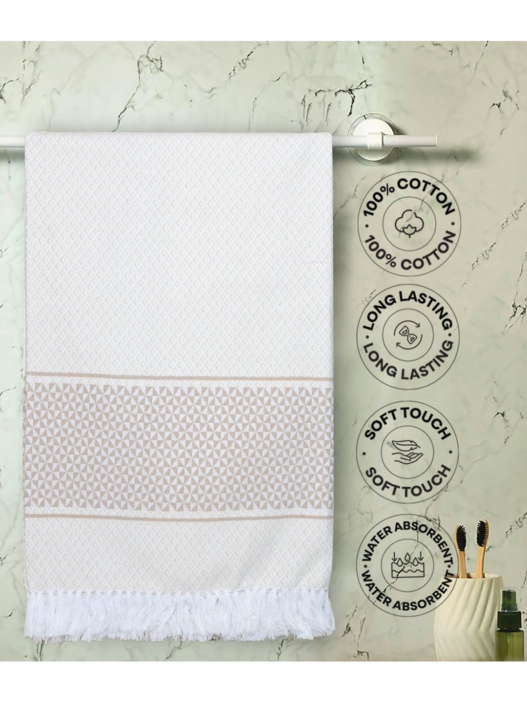 Saral Home Pack of 2 Cotton 400 GSM Quick Dry Soft Bath & Hand Towel Set- 59