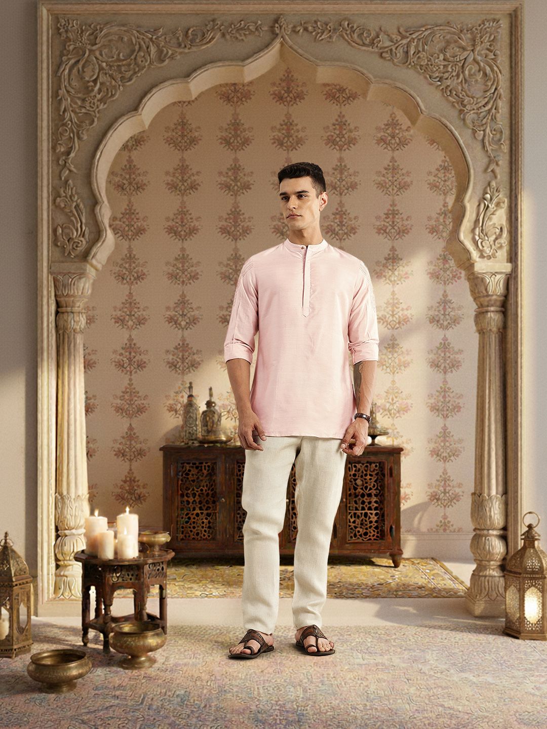House of Pataudi Ethnic Motifs Embroidered Sequinned Jashn Kurta