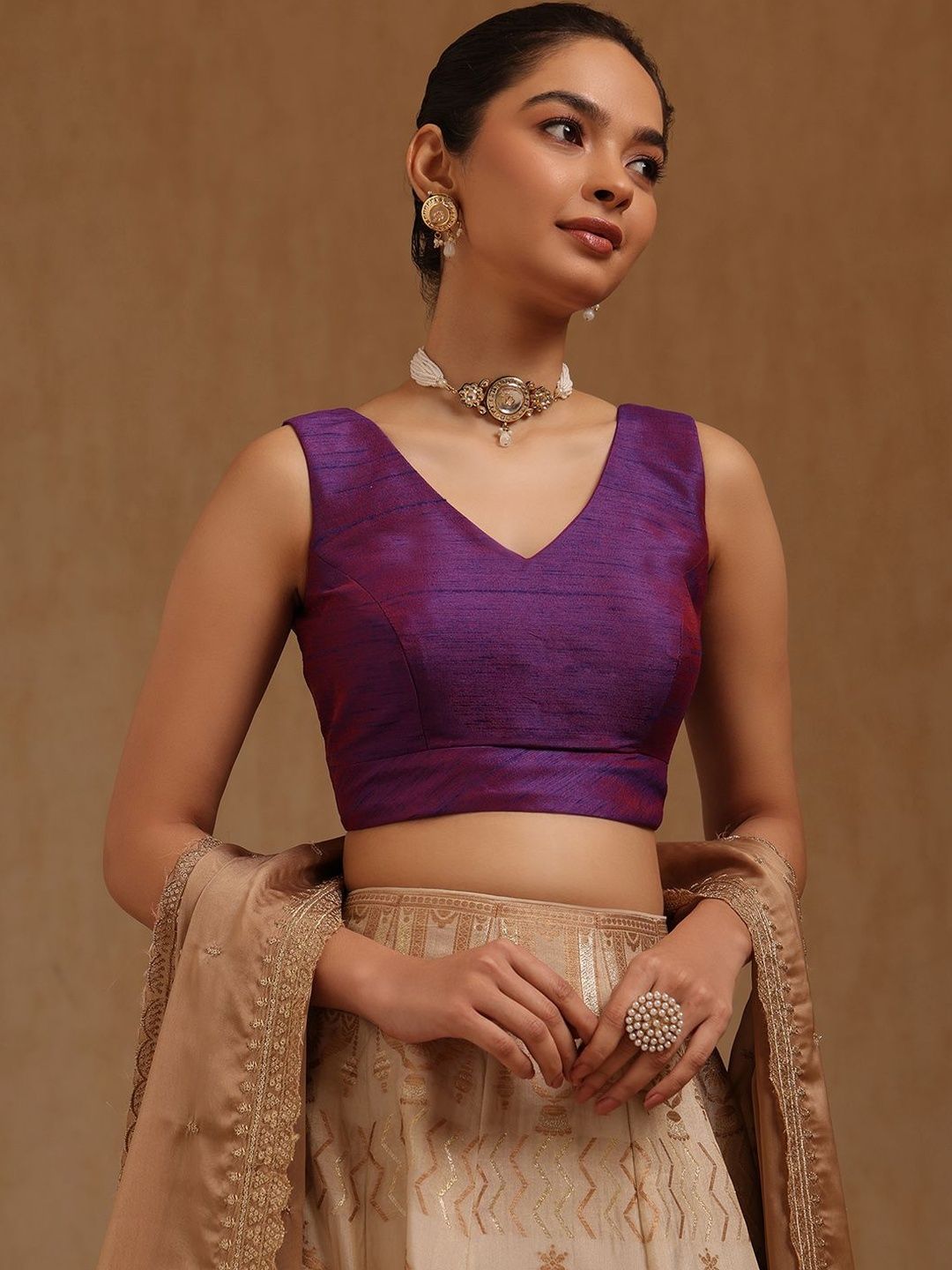 Soch V-Neck Padded Saree Blouse